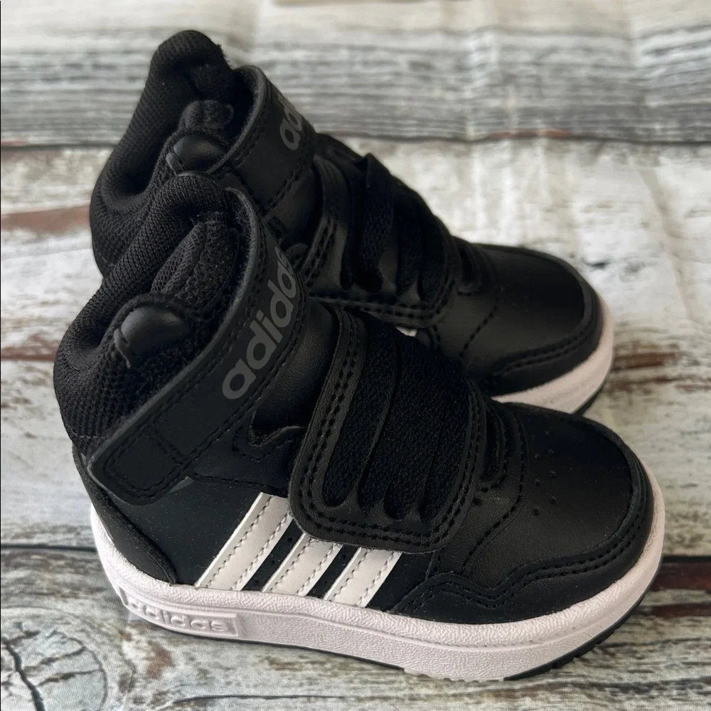 Adidas Hoops Mid 3.0 AC I Toddler Sneakers - Black/White - Size 4K